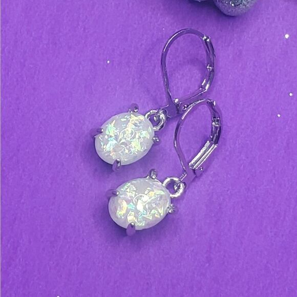 2.0 Ct.Fire Opal Dangling Leverback Earrings on 925 Silver - Women's Jewelry - Picture 11 of 12